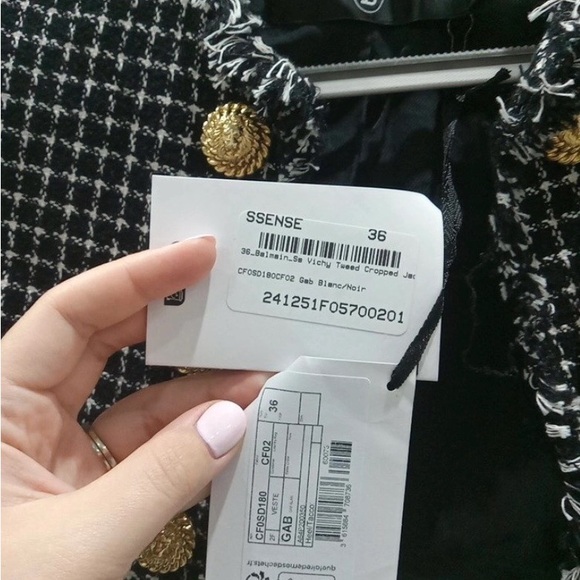 Balmain Gingham Tweed Cropped Jacket New - Picture 3 of 6